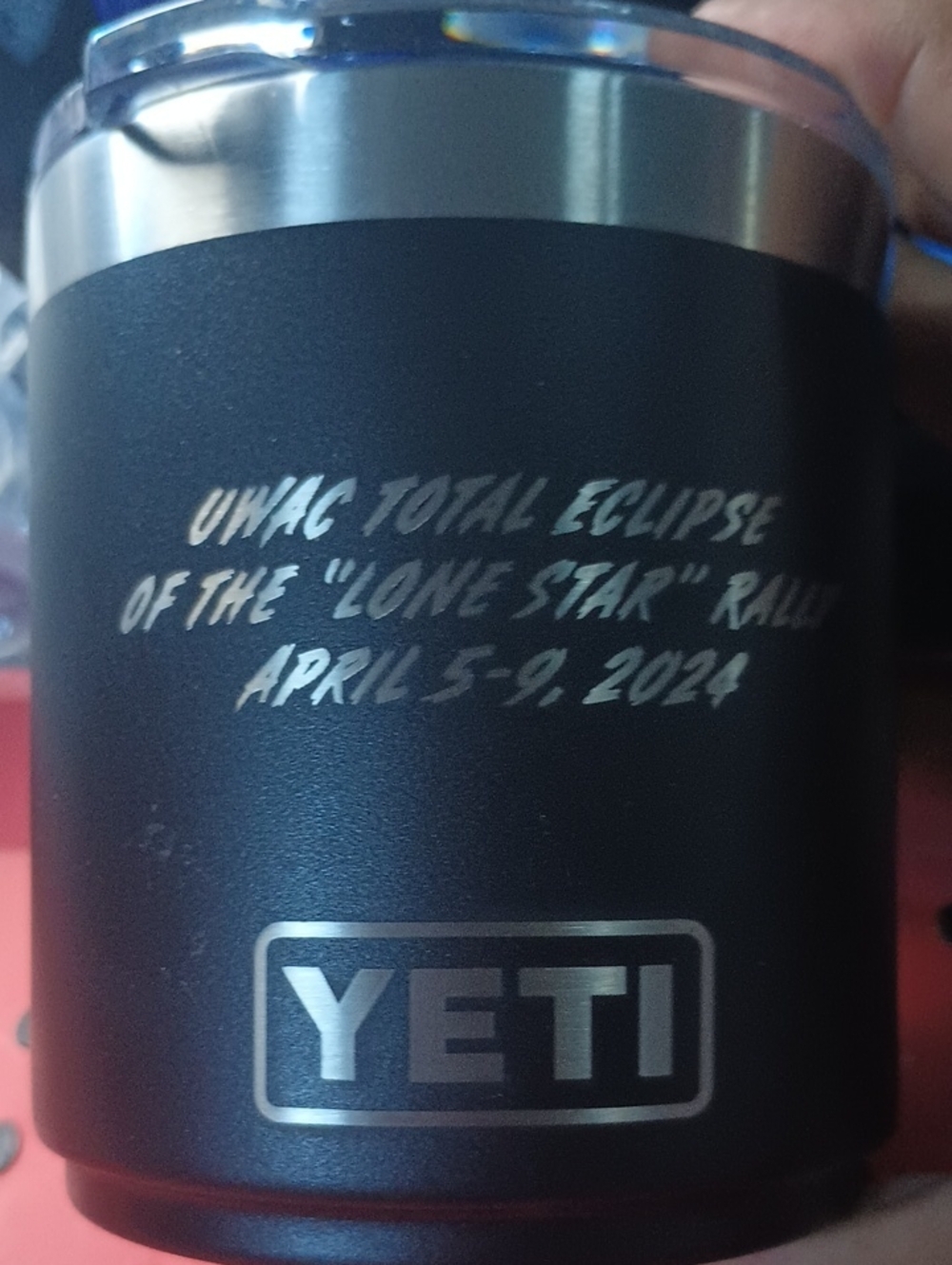 Yeti Black Stainless Steel Tumbler with Clear Lid Memory Itching